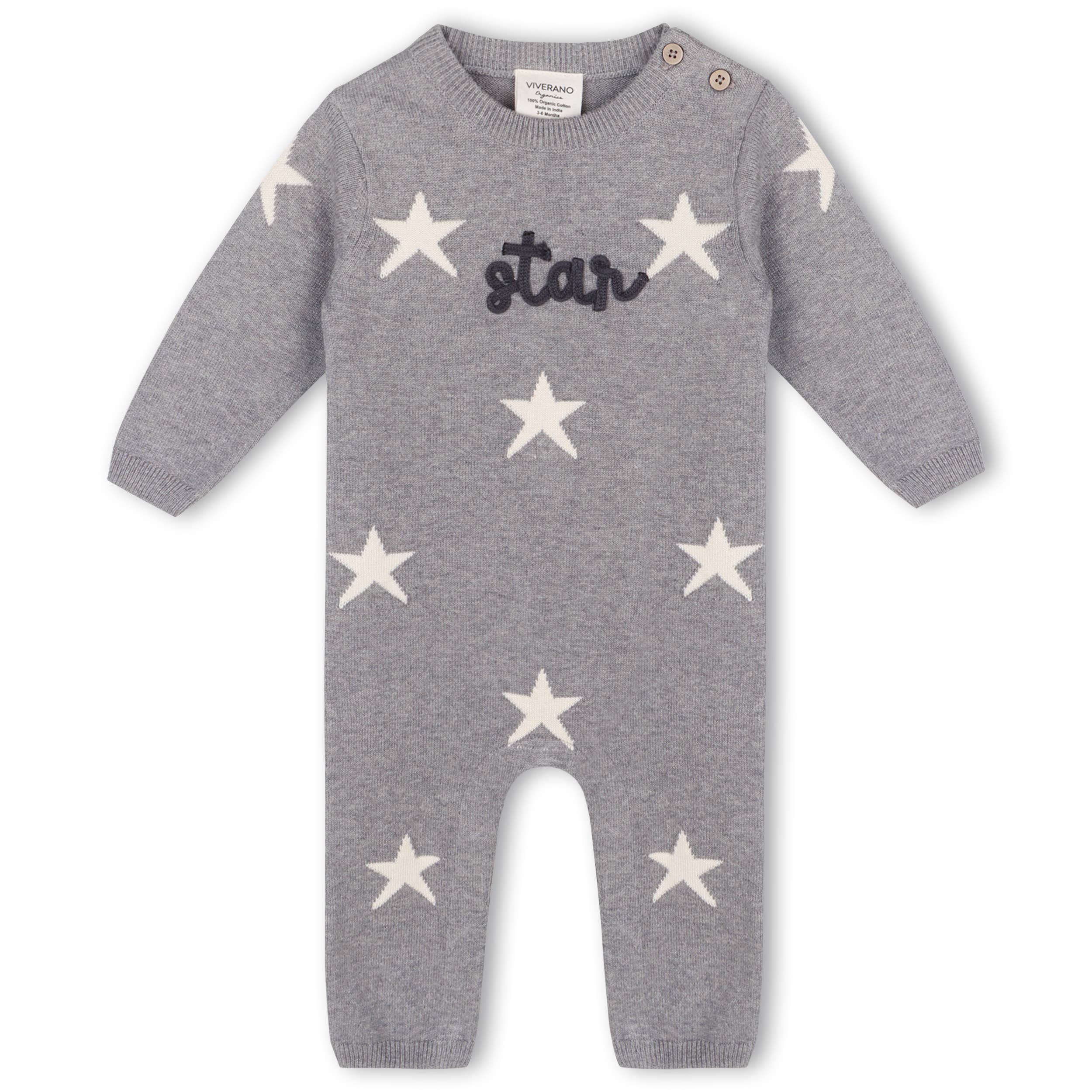 Star Jacquard Baby Sweater Knit Jumpsuit (Organic Cotton)