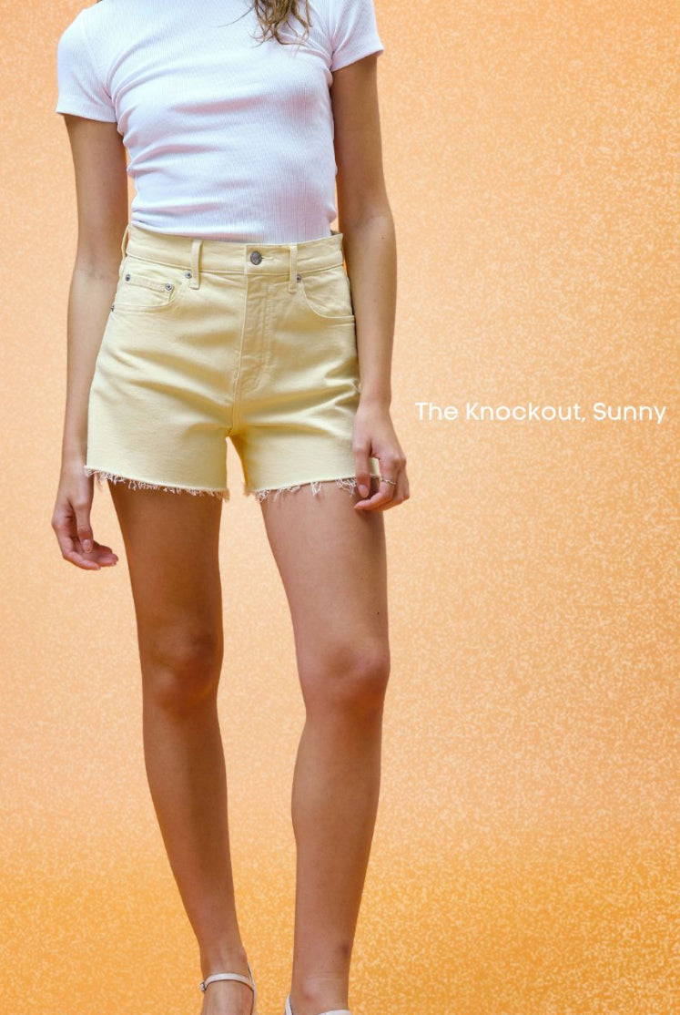 
  
  The Knockout High Rise A-Line Short in Sunny yellow
  
