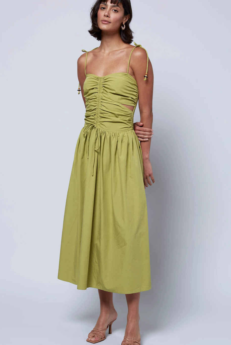 
  
  Green Drawstring Detail Dress
  
