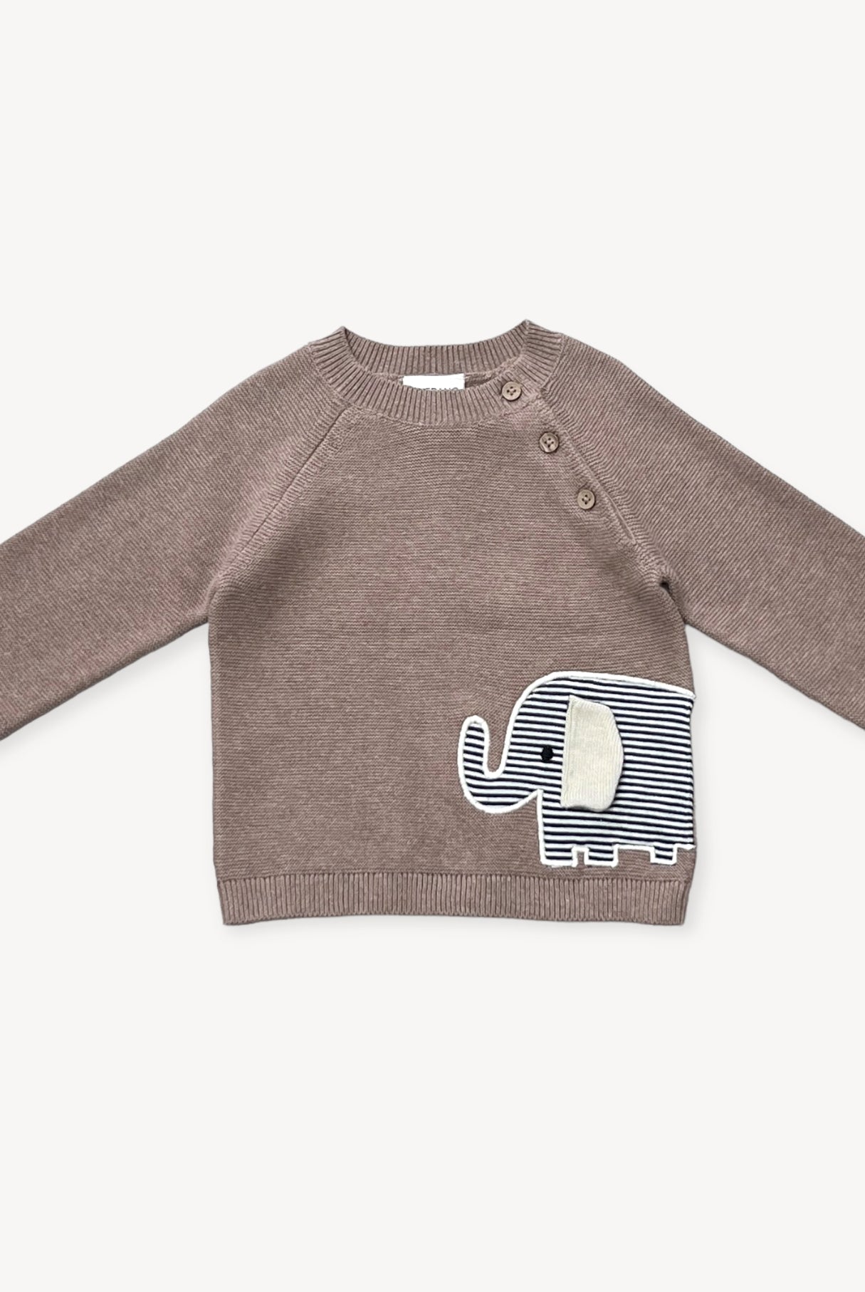 
  
  Elephant Appliqué Baby Pullover
  
