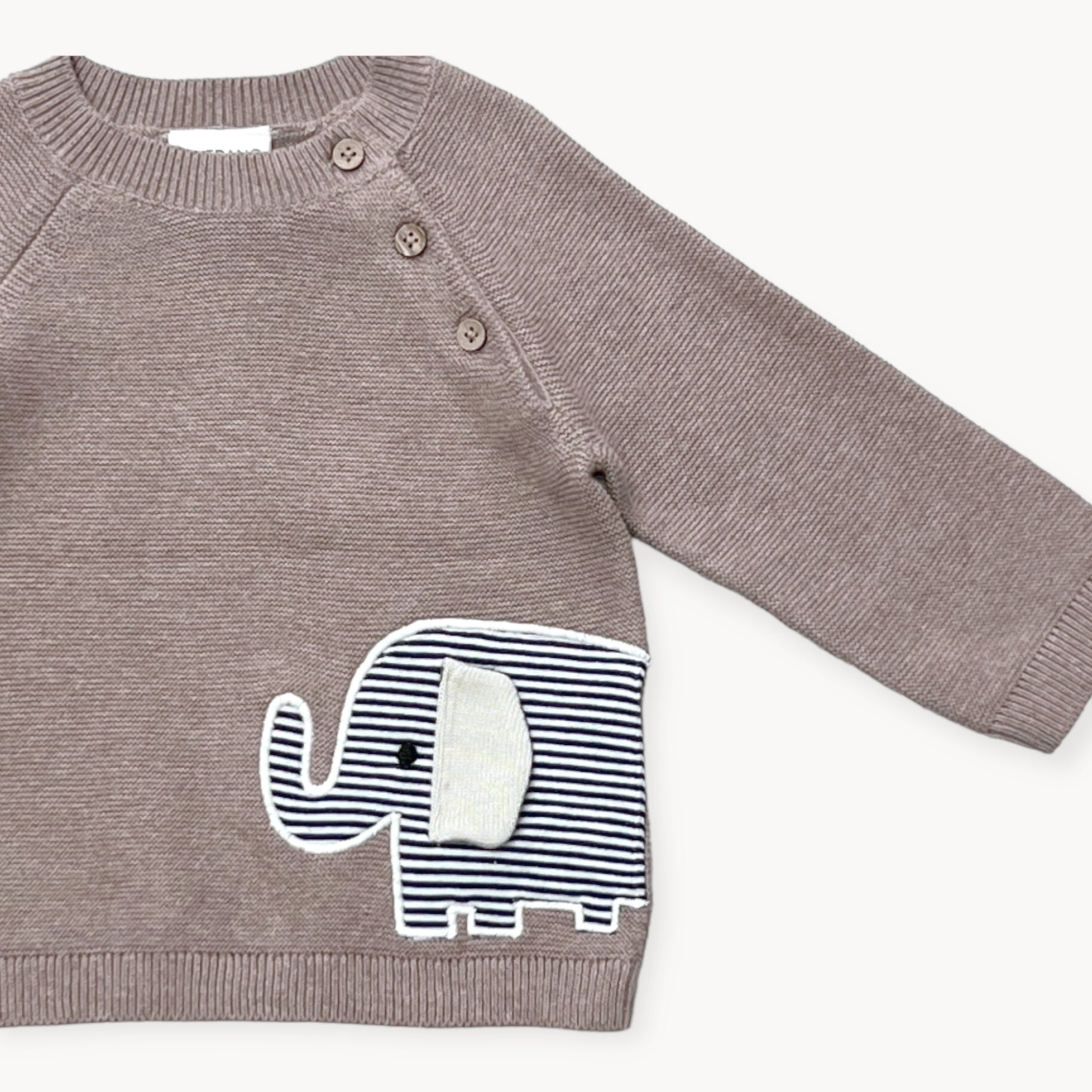 
  
  Elephant Appliqué Baby Pullover
  
