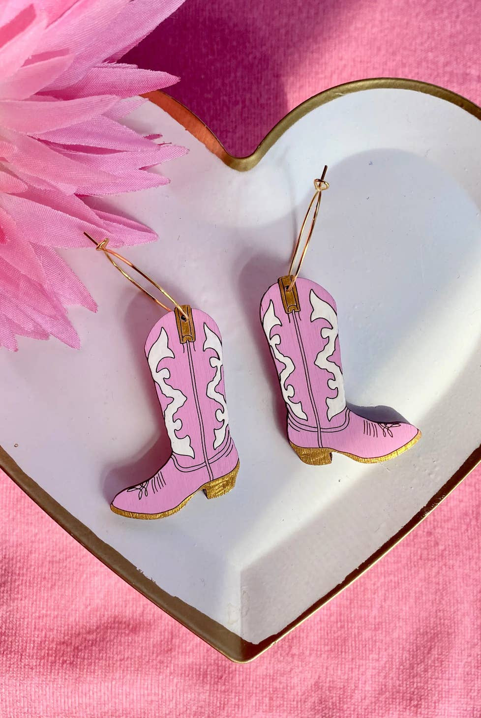 
  
  Pink Cowgirl Boot Hoop Earrings
  
