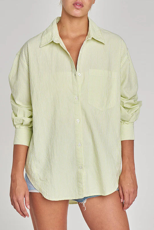 
  
  The Boyfriend Shirt in Limeade Stripe
  
