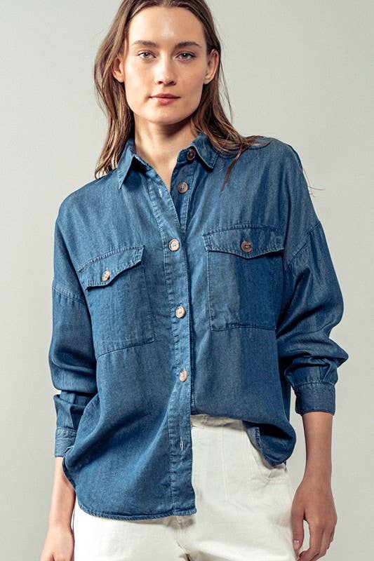 
  
  Relaxed Fit Chambray Shirt
  
