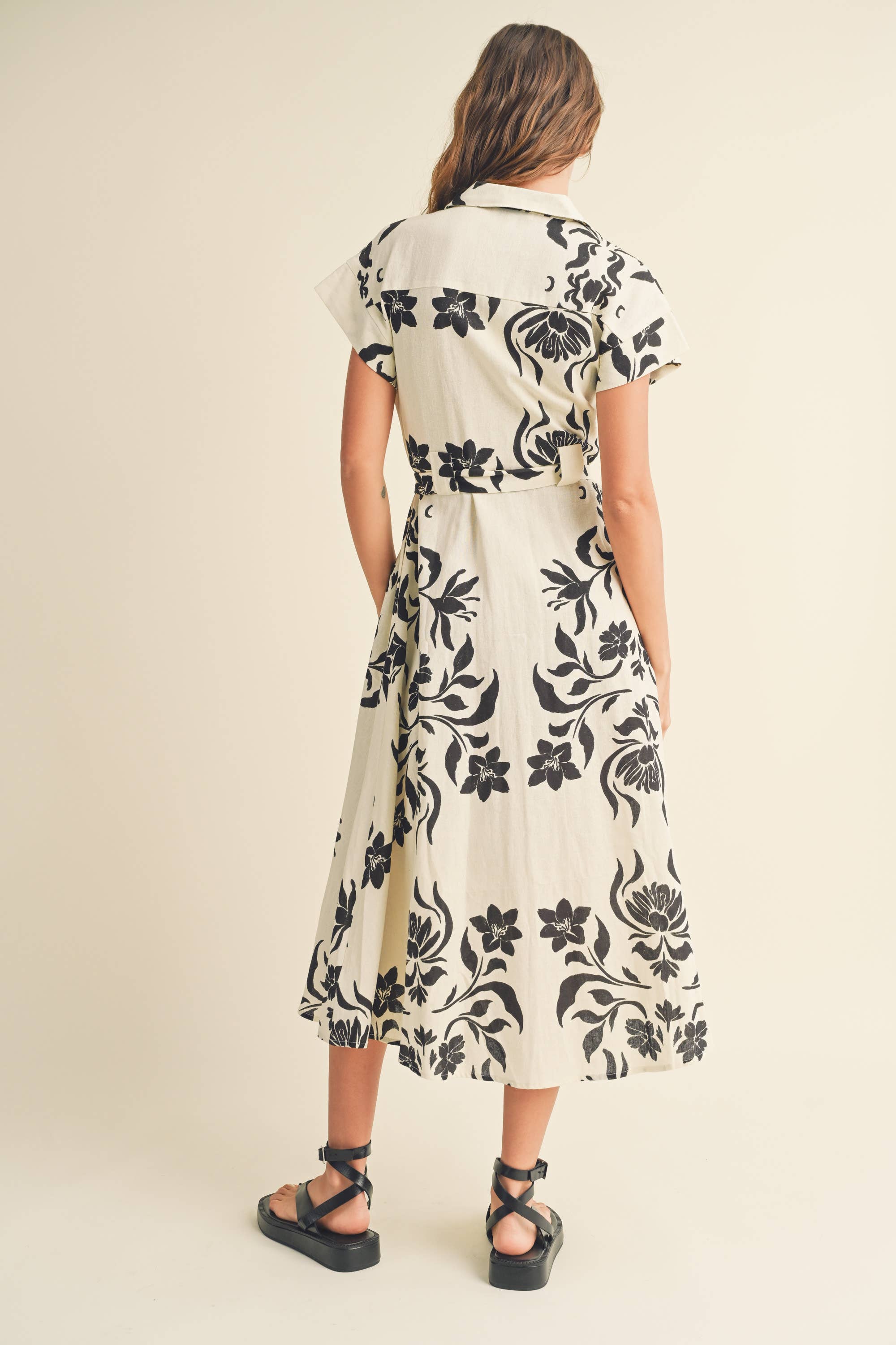 
  
  Flare Midi Print Dress
  
