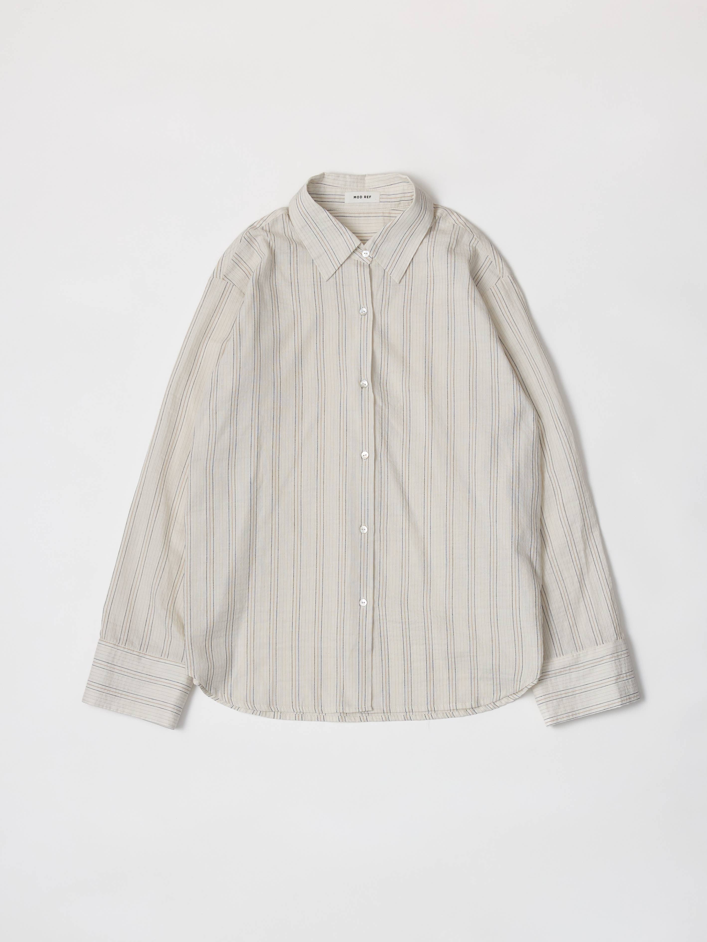 
  
  The Joanne Top | Striped Linen Blend Button-Down Shirt
  
