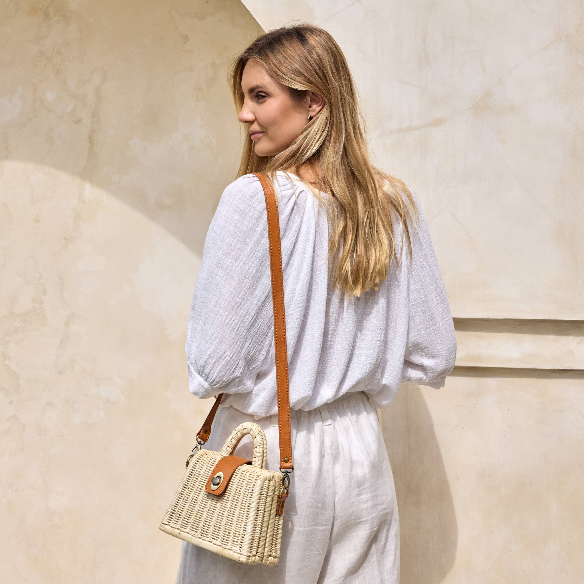 
  
  Ivory Rattan Petite Handbag
  
