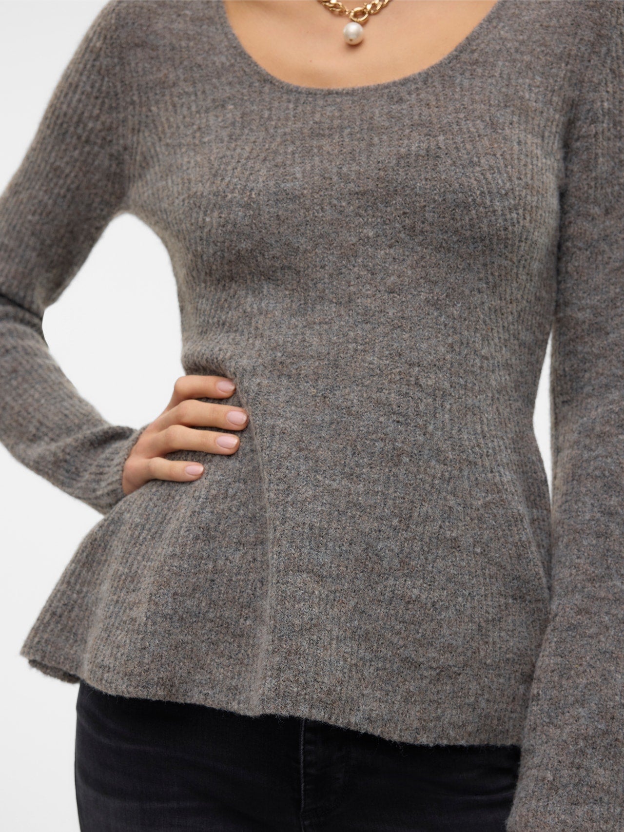 
  
  Peplum Heathered Sweater
  
