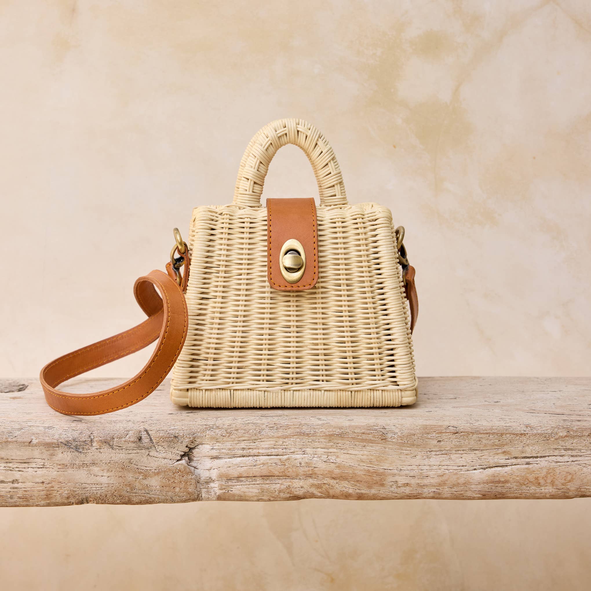 
  
  Ivory Rattan Petite Handbag
  

