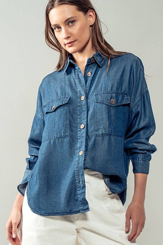 
  
  Relaxed Fit Chambray Shirt
  
