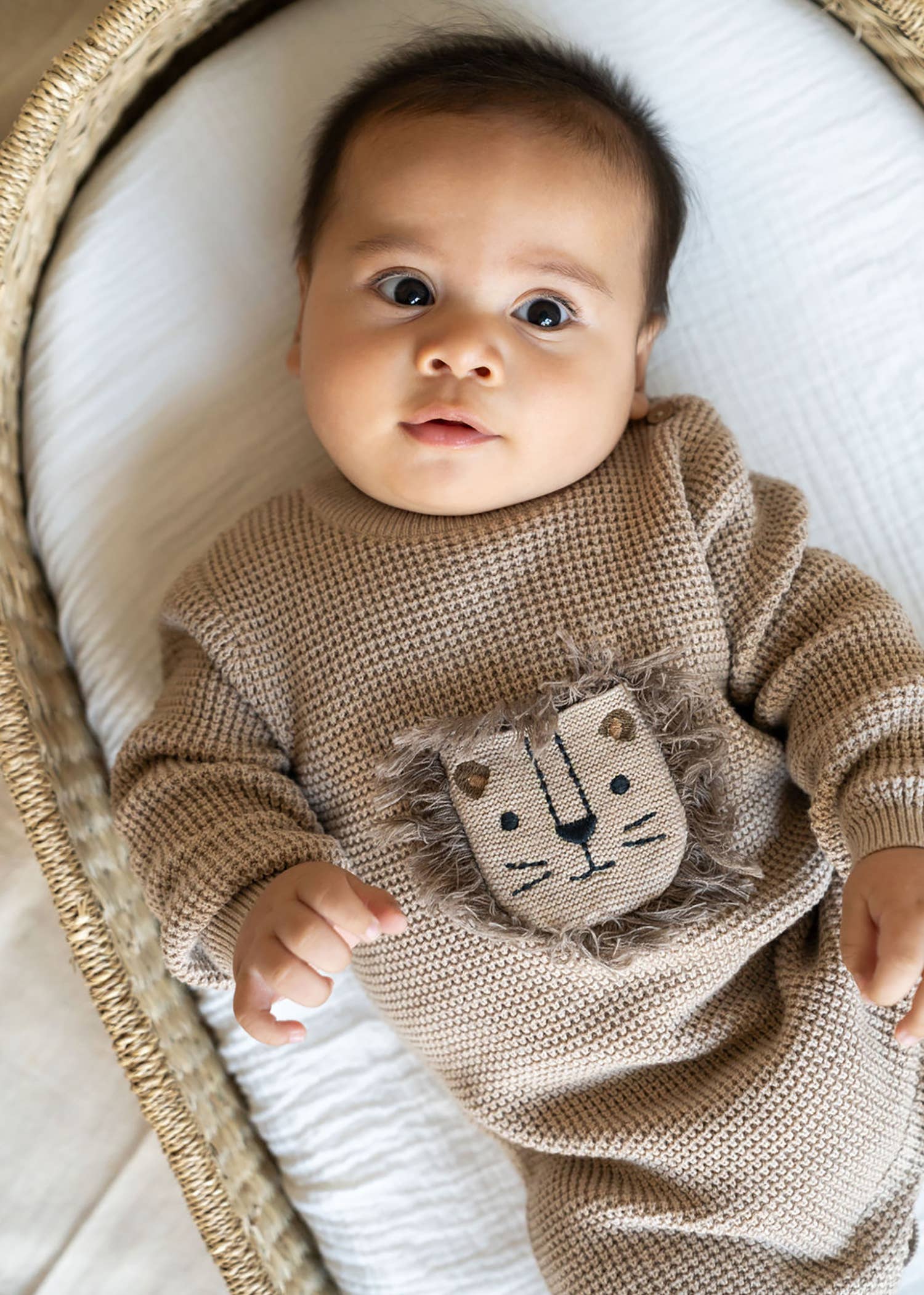 
  
  Lion Applique Waffle Knit Baby Jumpsuit (Organic)
  
