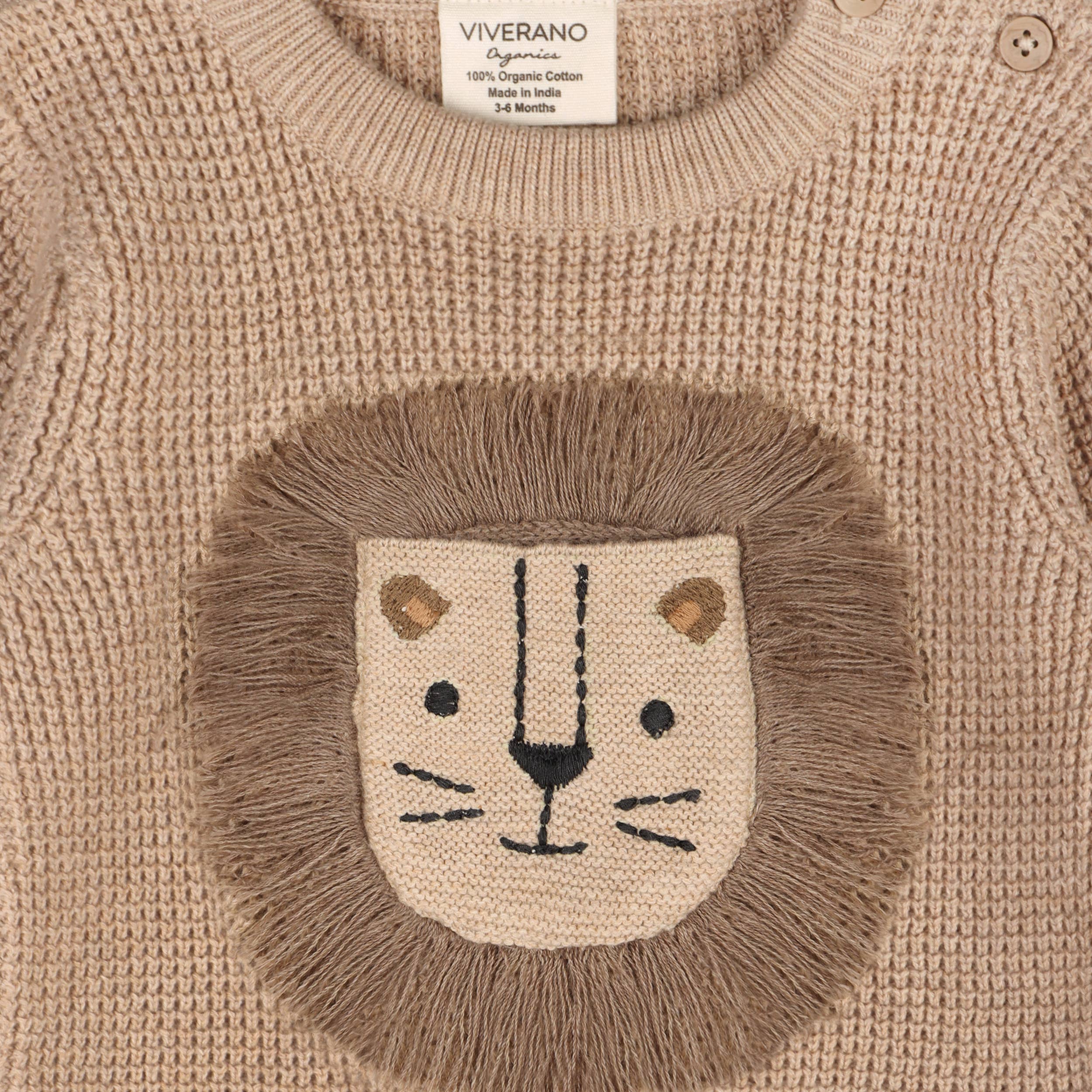 
  
  Lion Applique Waffle Knit Baby Jumpsuit (Organic)
  
