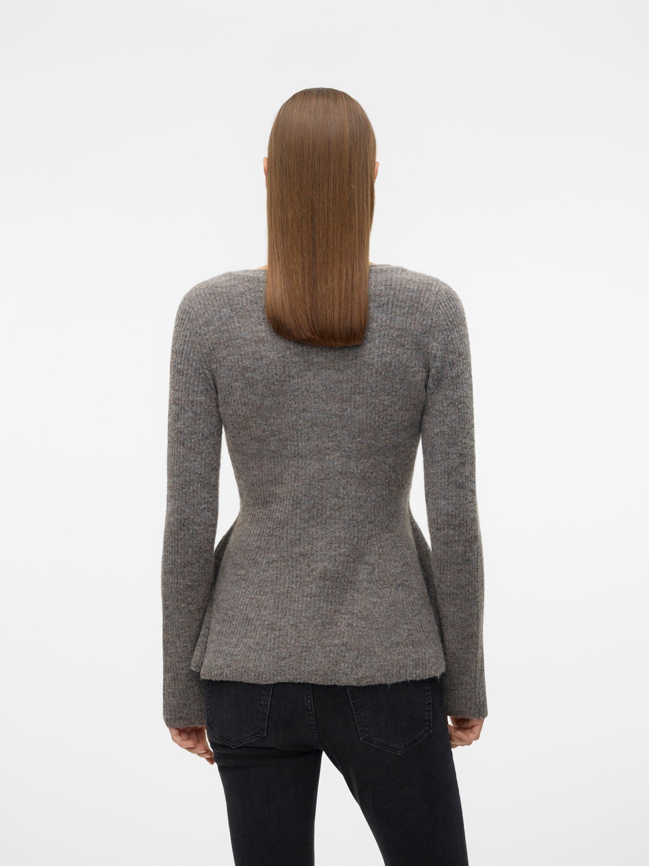 
  
  Peplum Heathered Sweater
  
