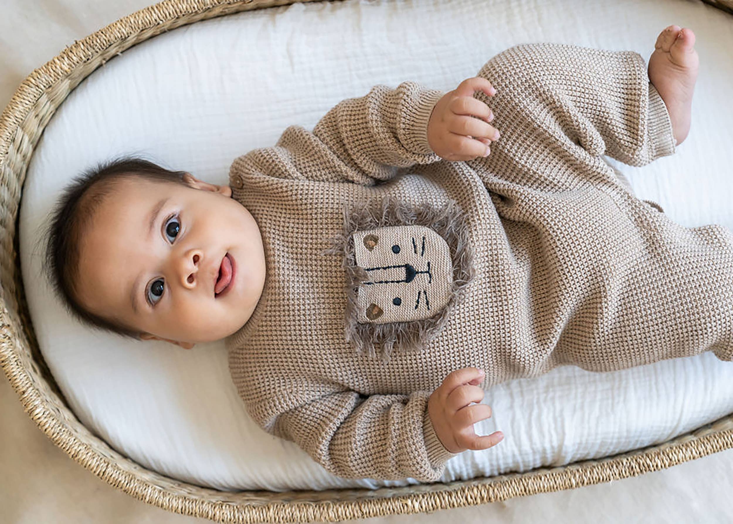 
  
  Lion Applique Waffle Knit Baby Jumpsuit (Organic)
  
