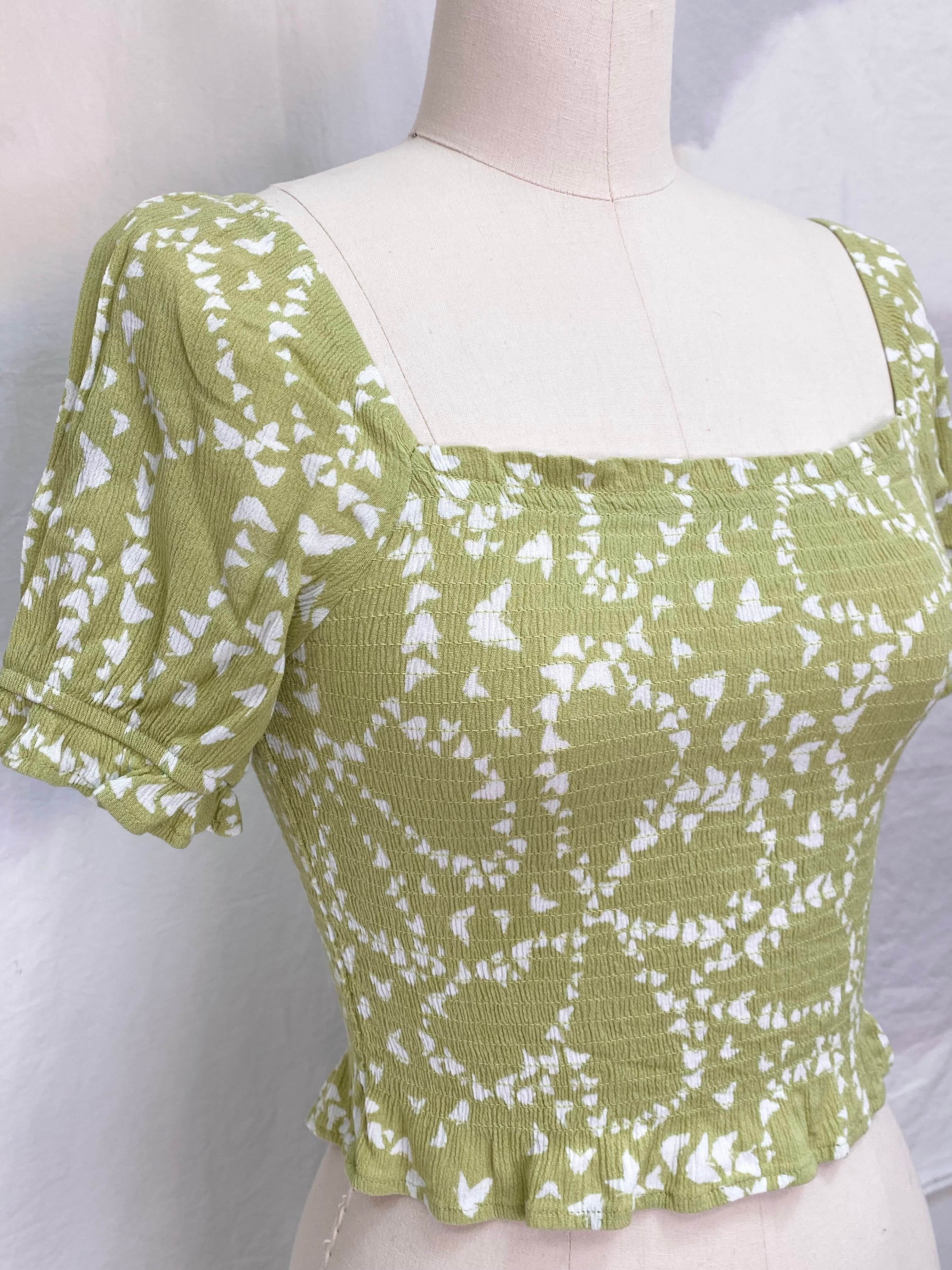 
  
  SO green smocked top
  
