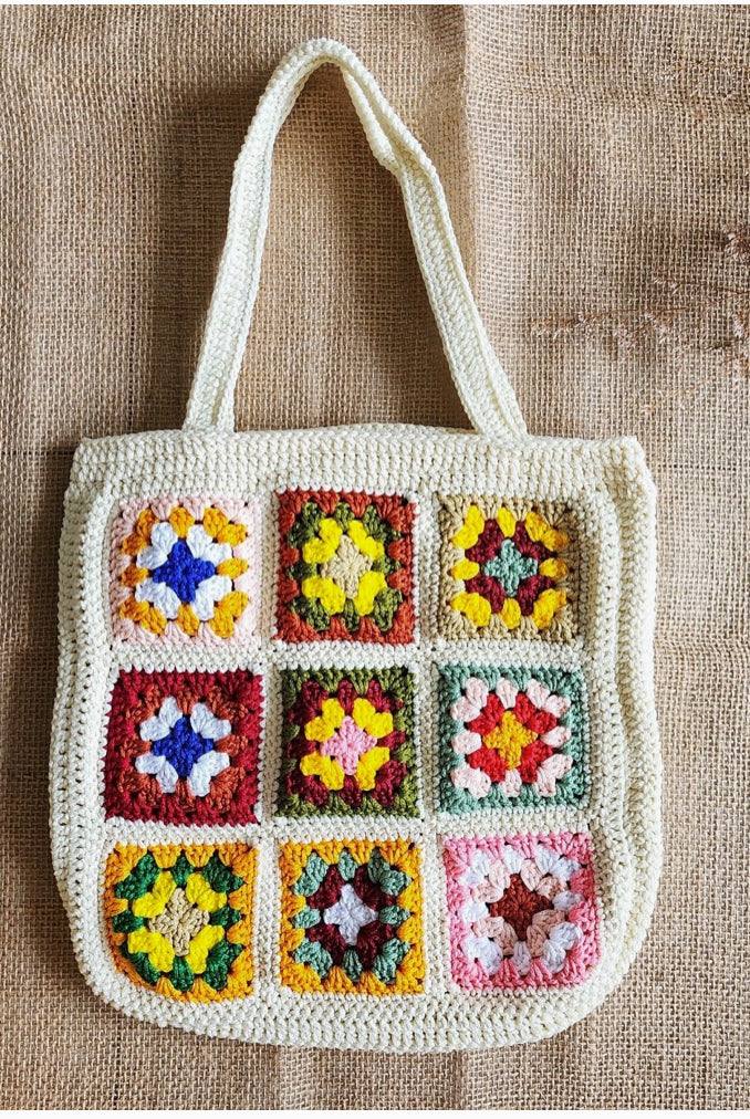 
  
  Hand Crochet Granny Square Bag
  
