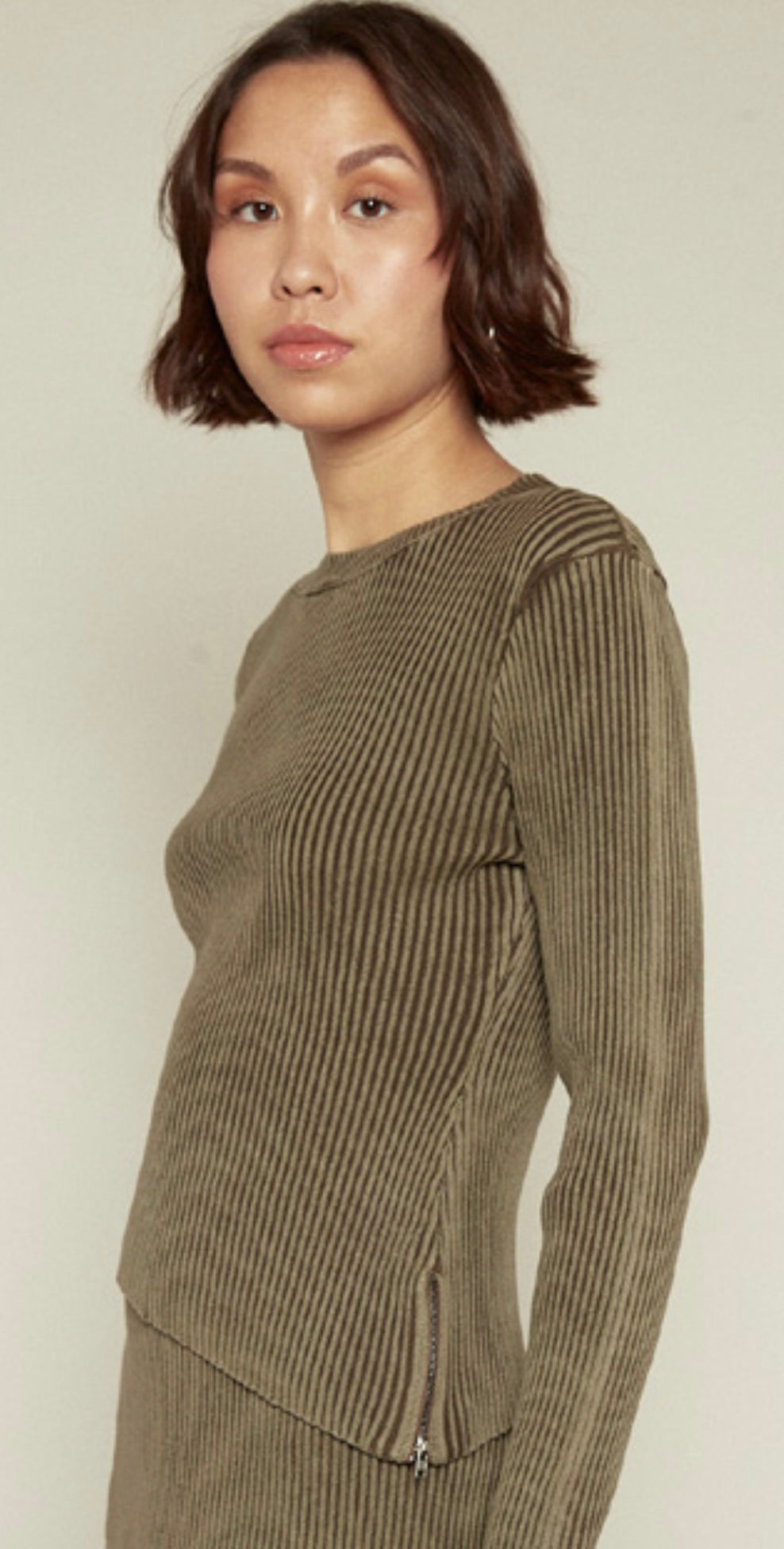 
  
  Zip Detail Rib Knit Top
  
