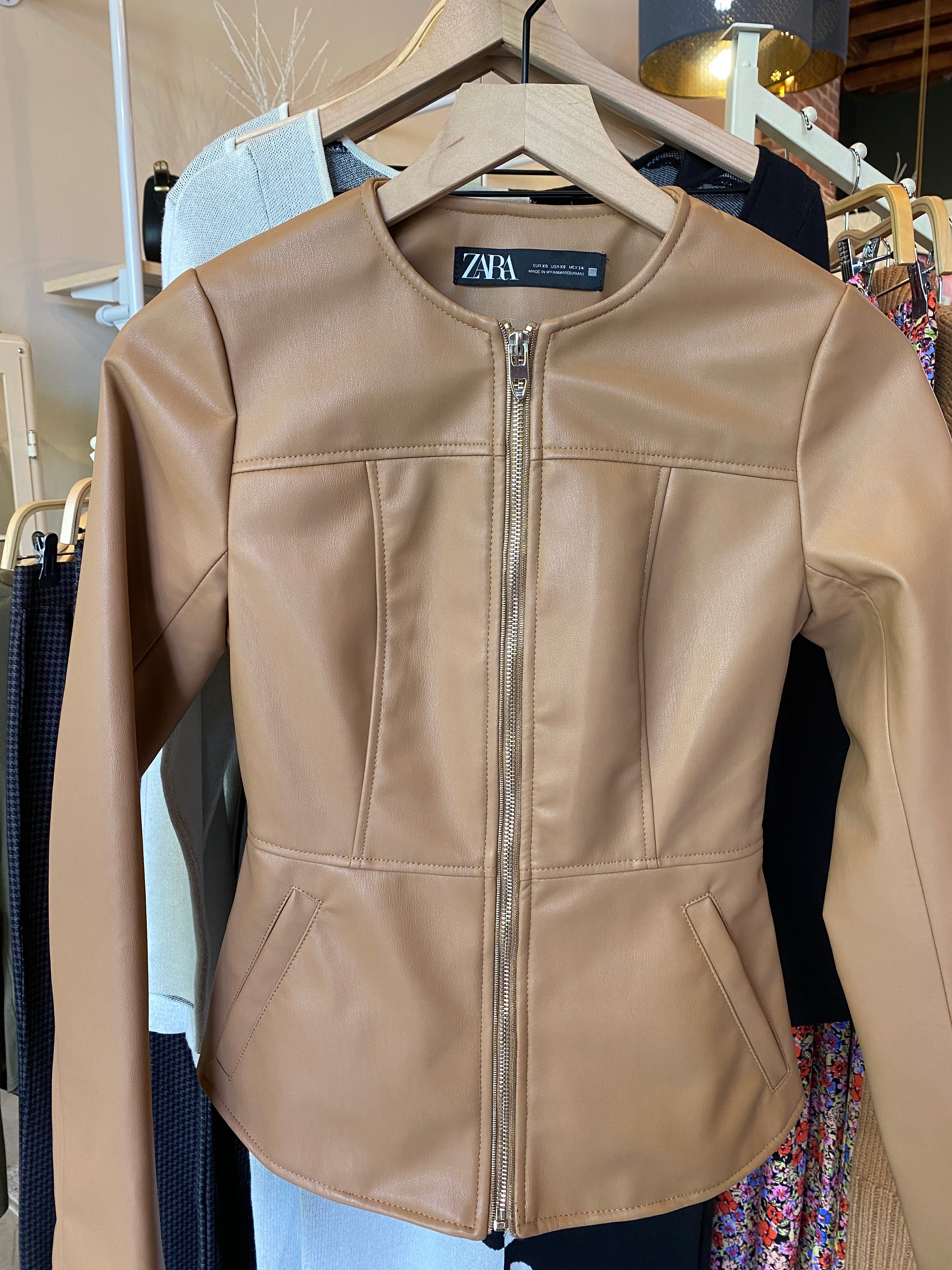 
  
  Zara Faux Leather peplum Jacket
  
