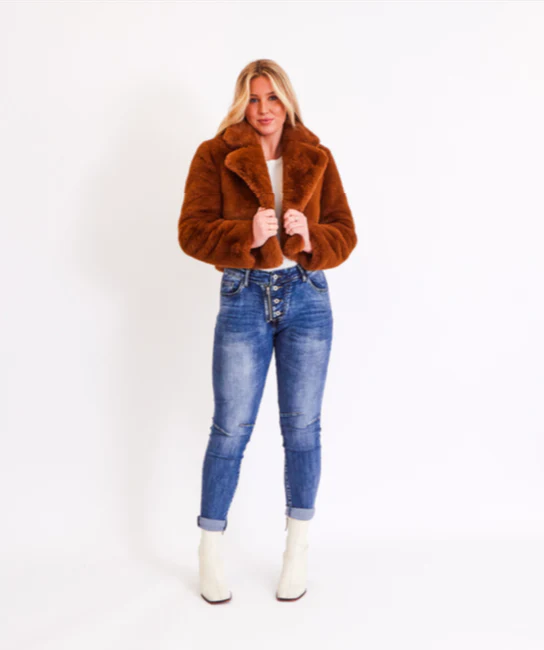 
  
  Faux Fur Cropped Jacket
  
