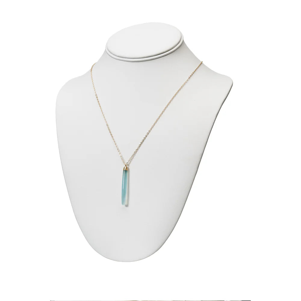 
  
  Sea Foam Chalcedony Drop Necklace
  
