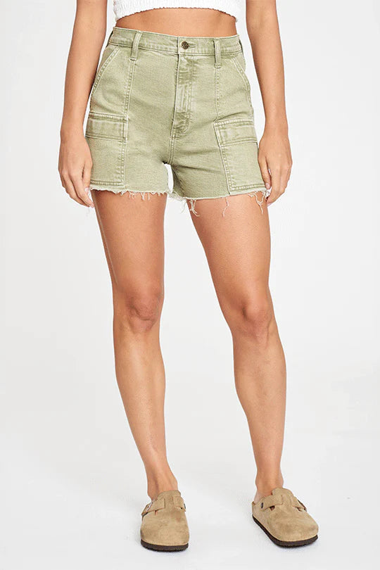 
  
  The Knockout High Rise Short in Matcha
  
