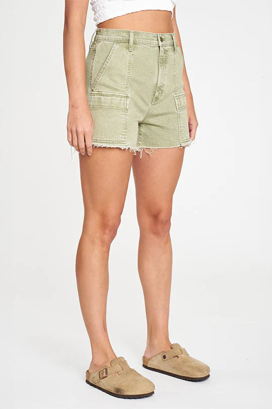 
  
  The Knockout High Rise Short in Matcha
  
