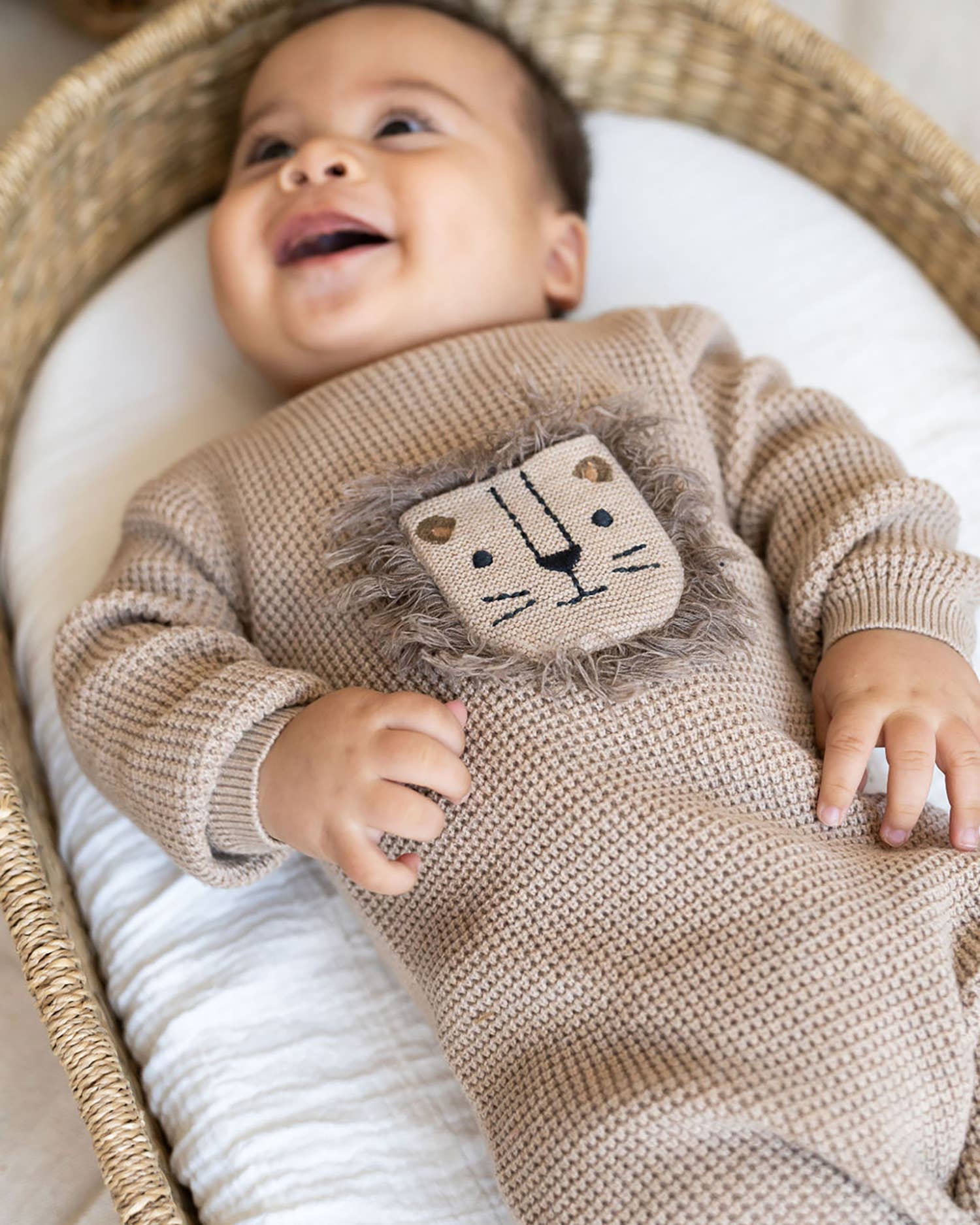 
  
  Lion Applique Waffle Knit Baby Jumpsuit (Organic)
  
