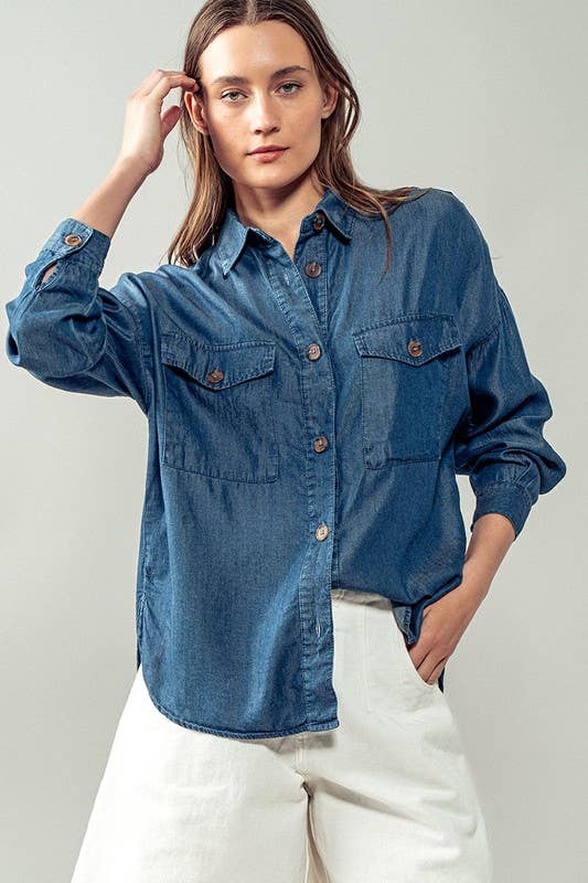 
  
  Relaxed Fit Chambray Shirt
  
