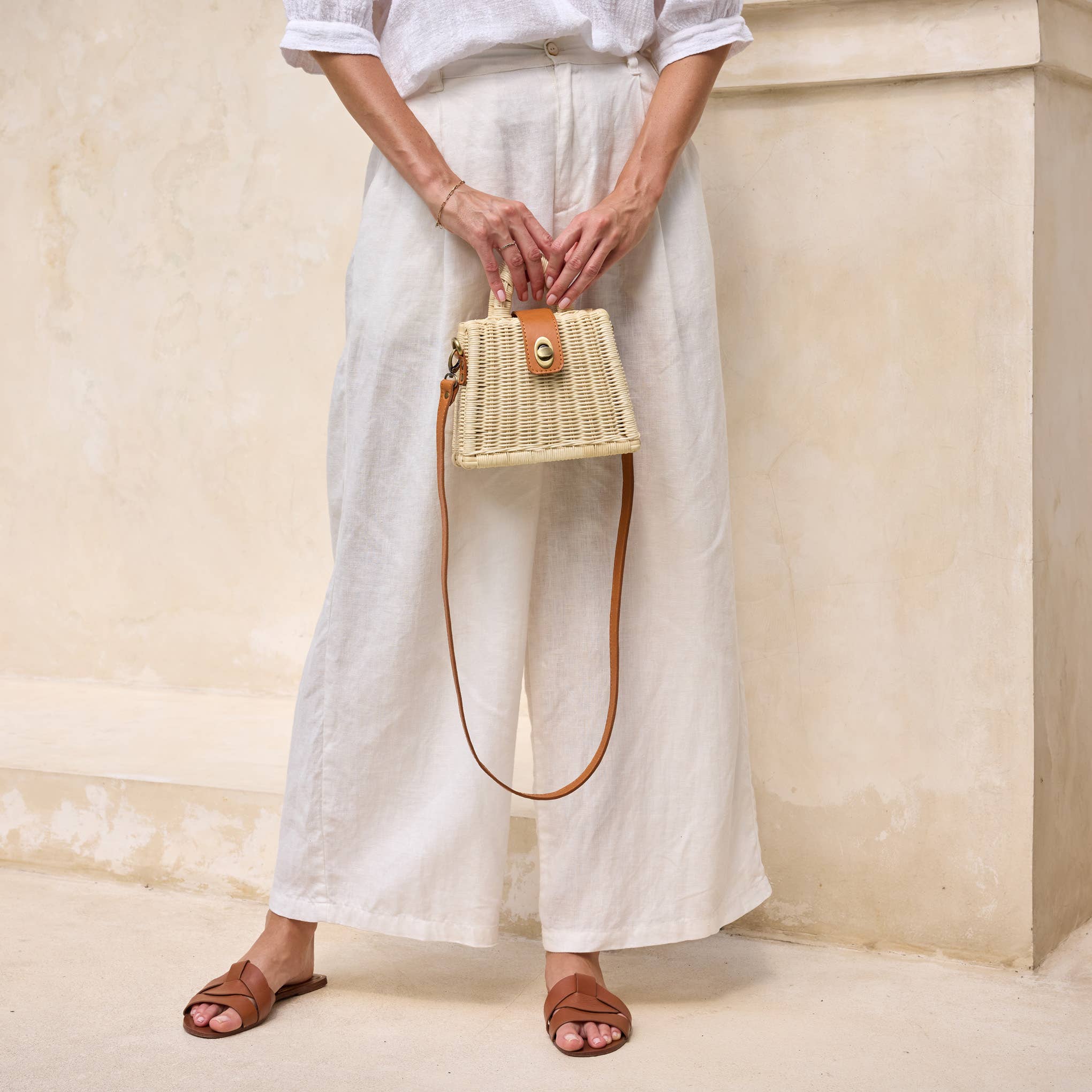 
  
  Ivory Rattan Petite Handbag
  
