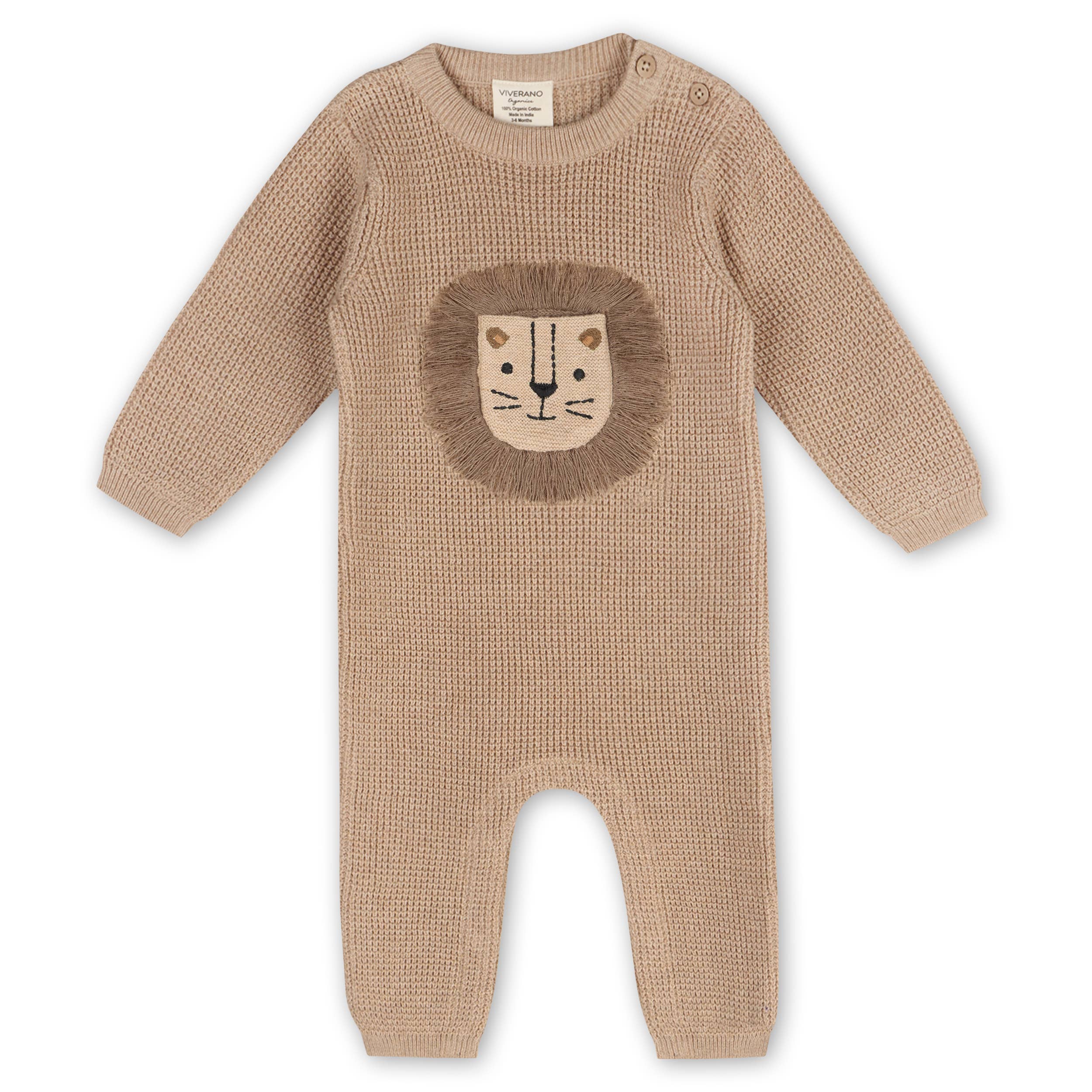 
  
  Lion Applique Waffle Knit Baby Jumpsuit (Organic)
  
