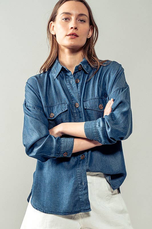 
  
  Relaxed Fit Chambray Shirt
  
