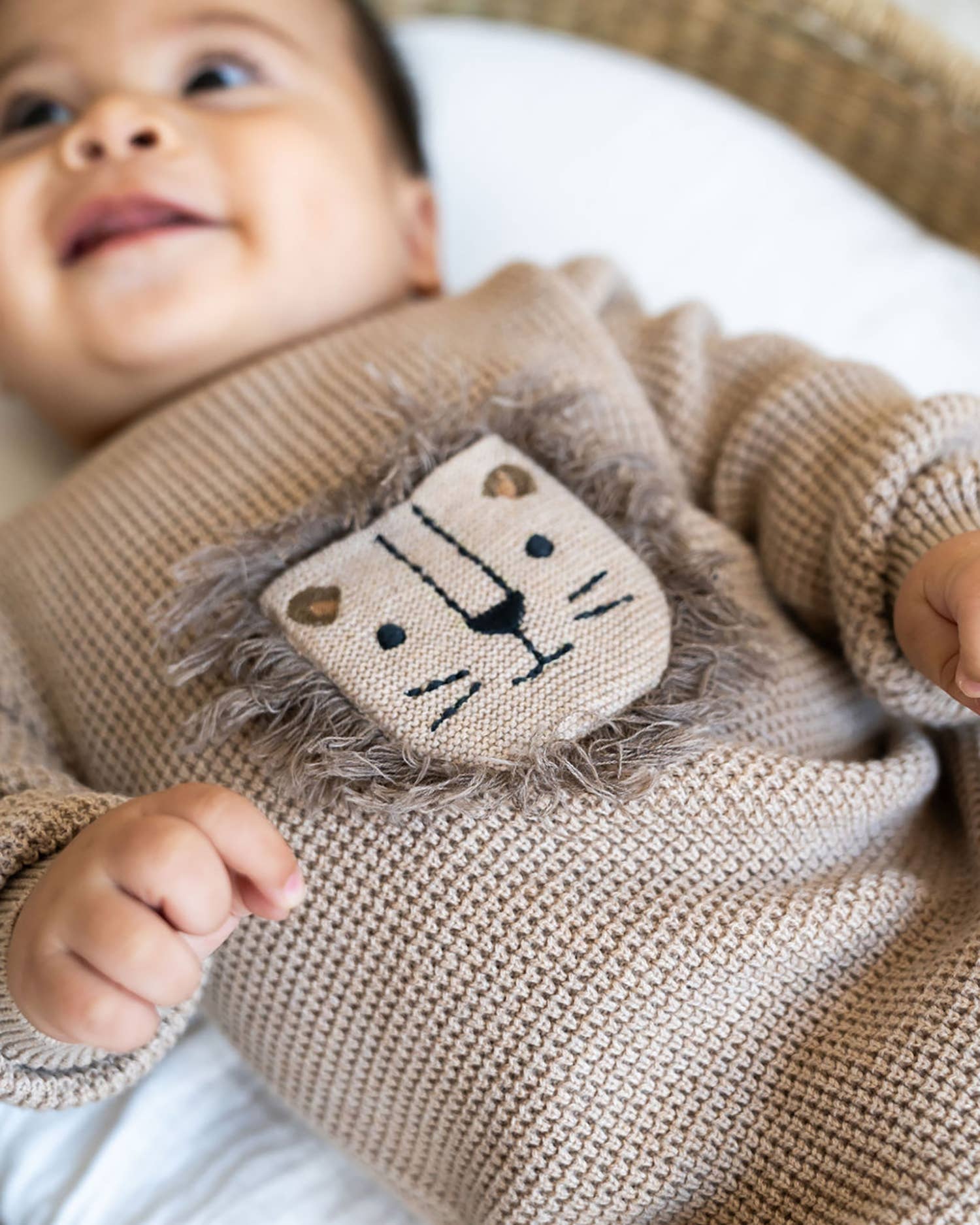 
  
  Lion Applique Waffle Knit Baby Jumpsuit (Organic)
  
