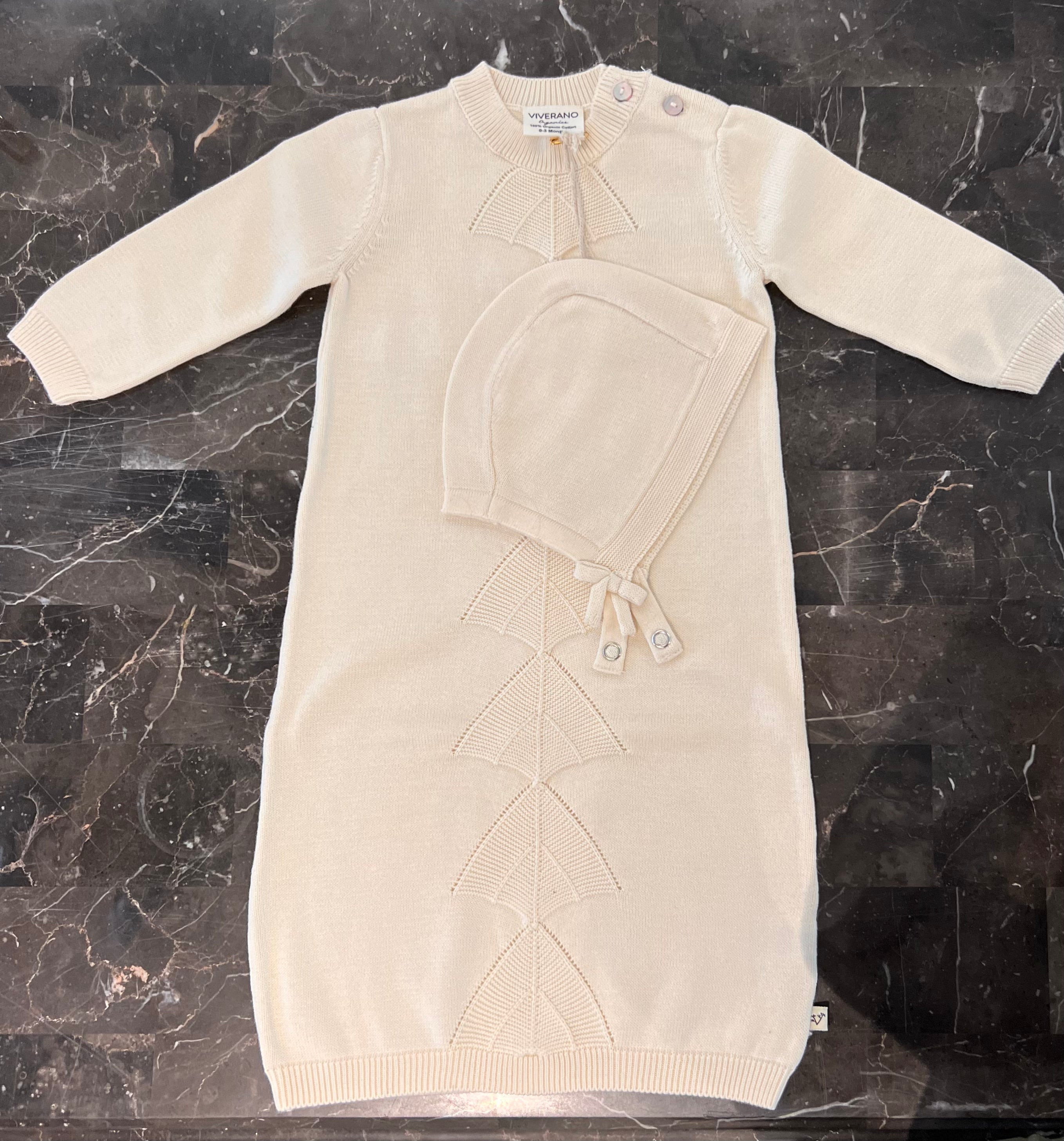 
  
  Viverano Pointelle Baby Gown and Cap
  
