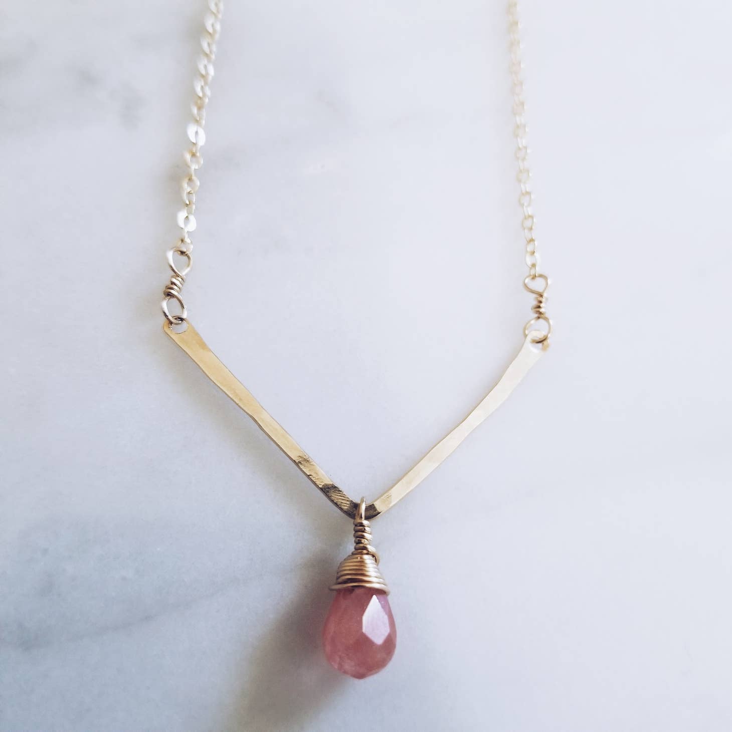 
  
  Cherry Quartz Necklace 14k Gold
  

