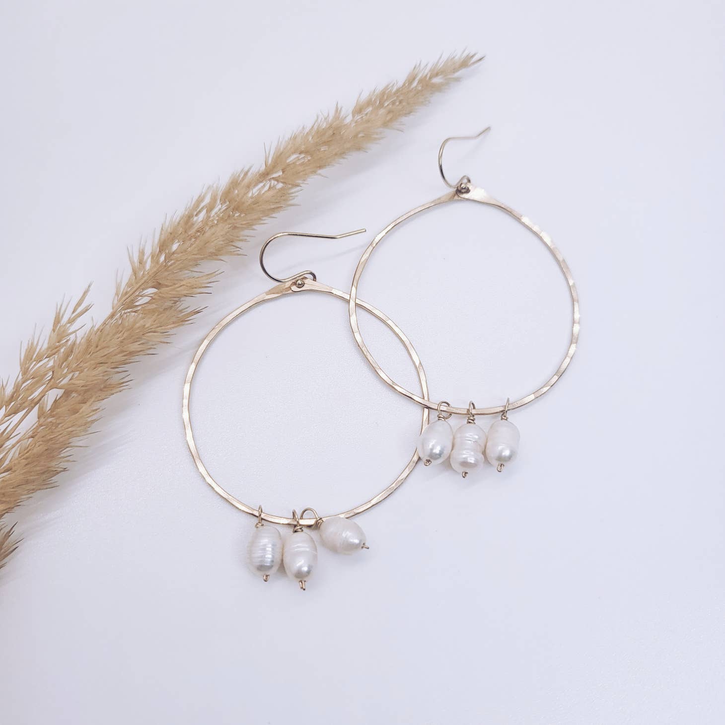 
  
  Pearl Hoops Earrings - Gold Filled
  
