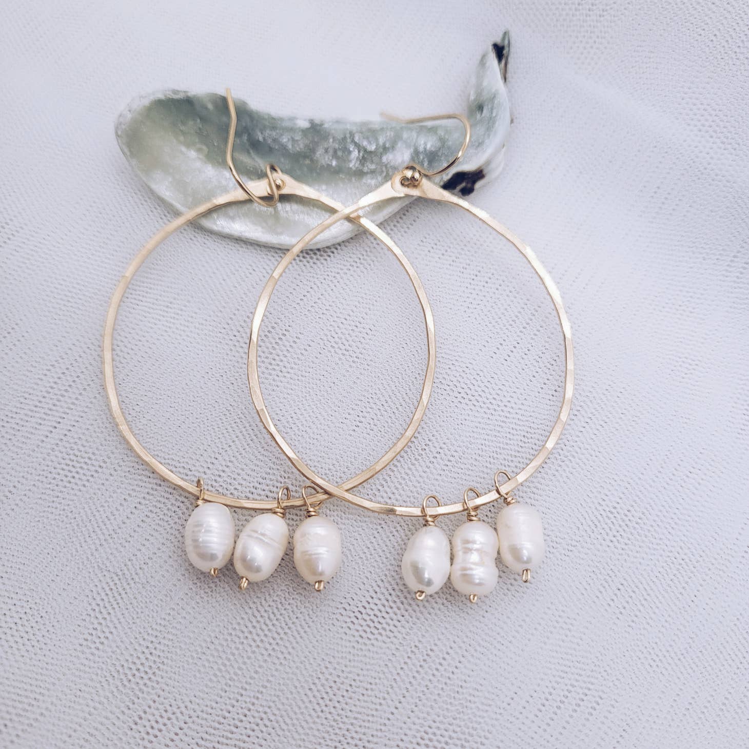 
  
  Pearl Hoops Earrings - Gold Filled
  
