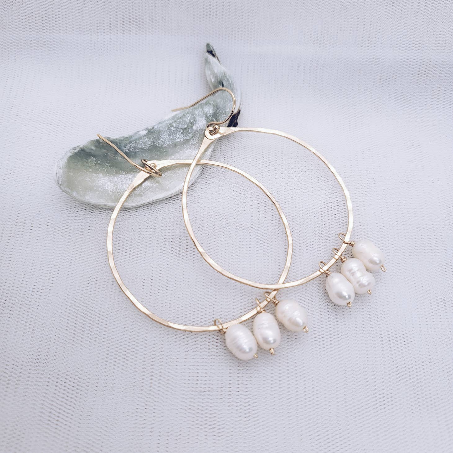 
  
  Pearl Hoops Earrings - Gold Filled
  
