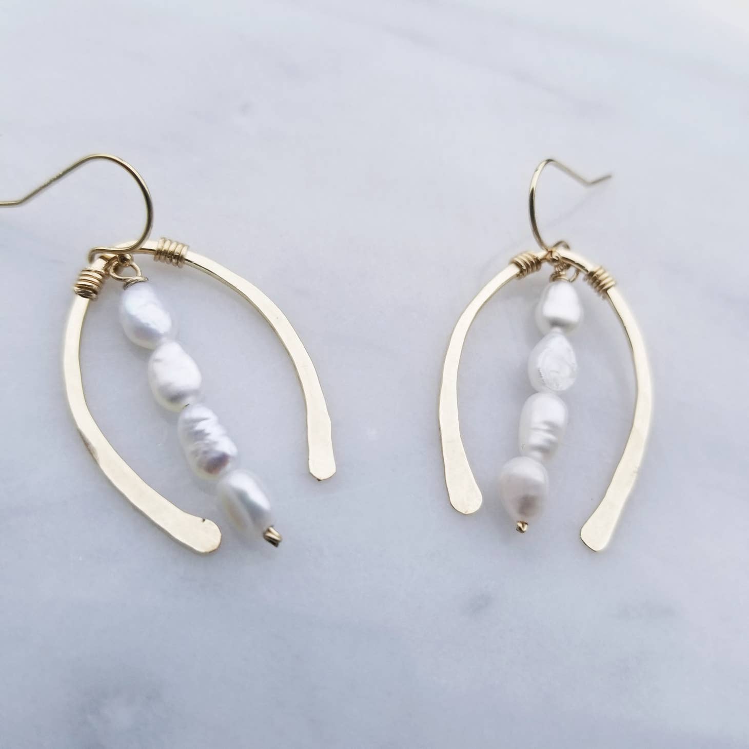 
  
  Pearl U-Shaped Earrings - Gold Filled
  
