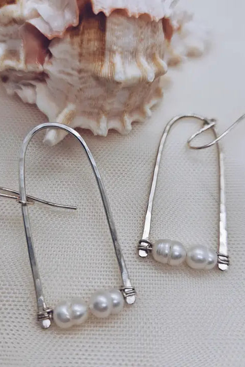 
  
  Sterling Silver Handmade Earrings with Pearls
  
