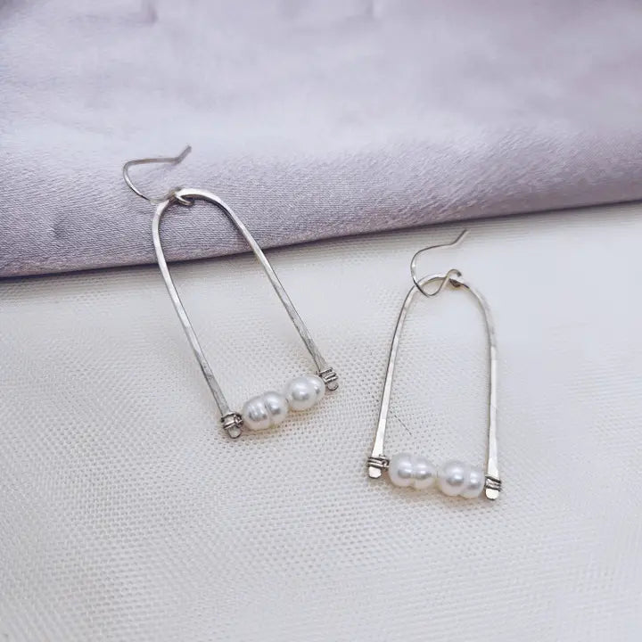 
  
  Sterling Silver Handmade Earrings with Pearls
  
