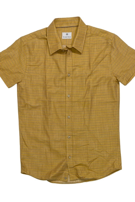 
  
  Yellow Stripe Short Sleeve Button Down Shirt
  
